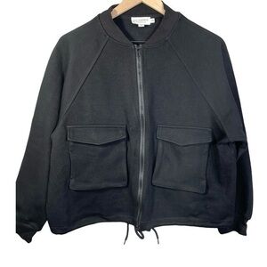 Lili Sidonio Molly Bracken Black Full Zip Bomber Jacket Size S/M Color Black